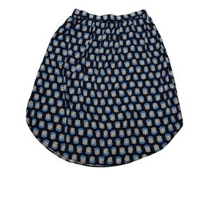 J.Crew Navy‎ Blue Floral Print Midi Skirt Women's Size Medium Gathered Waist